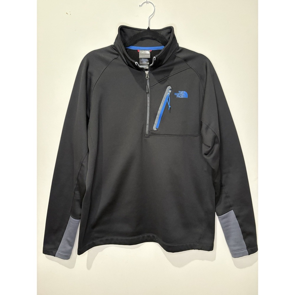 North Face Mens Size Large Black Quarter Zip Pullover Never Stop Exploring